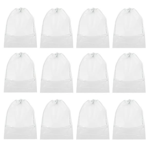 Uxcell Drawstring Shoe Bag, 12Pcs 14 x 11" Travel Shoe Bags Shoe Storage, White
