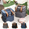 thumbnail image 7 of Basket With Handle,Large Capacity Picnic Bag,Portable Water-proof Bag,12Inch Color Block Double-Layer Insulated Picnic Bag,Waterproof Leak-Proof Thermal Cooler Handbag With Adjustable Strap.(Blue), 7 of 7
