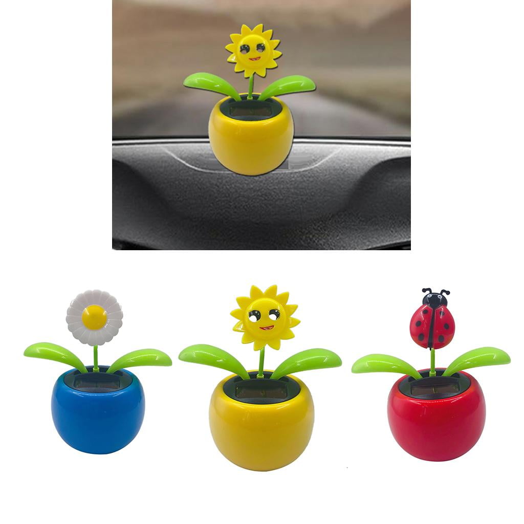 3pcs Solar Powered Toy, Car Dashboard Decor, Bobble Plant Solar Toy
