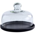 thumbnail image 1 of White/Black Ceramic Tray with Raised Edges, Bread Dessert Fruit Tasting Plate, Clear Glass Dome，for Dressing Table Storage Rack(Size:20 * 20 * 14cm,Color:C), 1 of 1