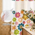 thumbnail image 3 of No Hook Shower Curtain, Vintage Boho Floral Shower Curtains for Bathroom with See Through Top Window, Yellow Pink Floral Bohemia Beige Waterproof & Washable Bath Curtain Stand Up Stall 36"x72", 3 of 9