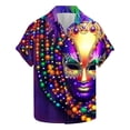 thumbnail image 3 of BiZtdJrK Lightning Prime Sales Mardi Gras Outfit for Men, Fashion Novelty Printed Button Up Cuban Shirts Casual Turndown Collar Blouses Plus Size Holiday Summer Top Multicolor XL, 3 of 6