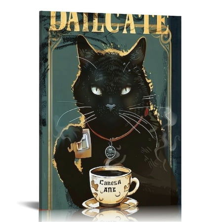CONHUIDF Retro Cat Coffee Sign Vintage Kitchen Signs Wall Decor Because Murder Is Wrong Funny Tin Signs Bar Decorations Art Poster 12x16 in