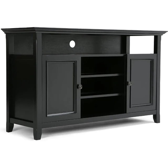 SIMPLIHOME Amherst SOLID WOOD Universal TV Media Stand, 54 inch Wide , Transitional, Living Room Entertainment Center My Lux Decor Round