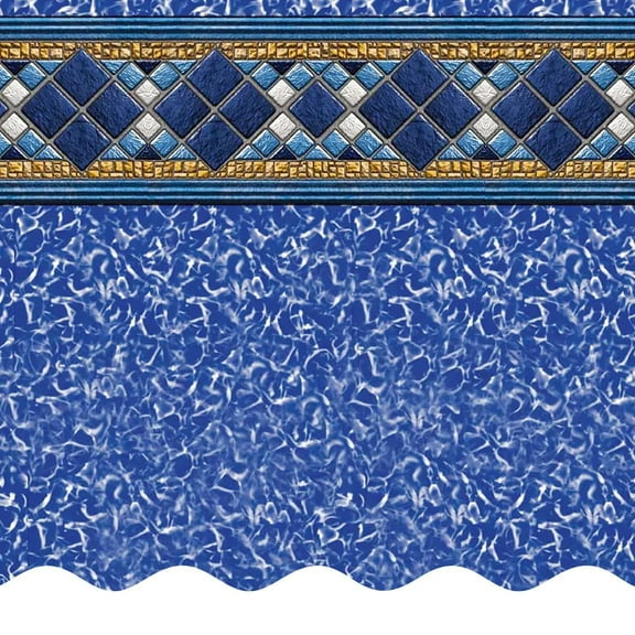 SmartLine 27' Round Island Tile Unibead Above Ground Swimming Pool Liner, 52" Height , 25 Gauge