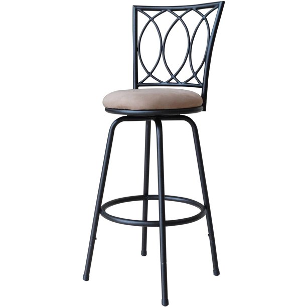 Roundhill Redico Adjustable Metal Barstool, Powder Coated Black