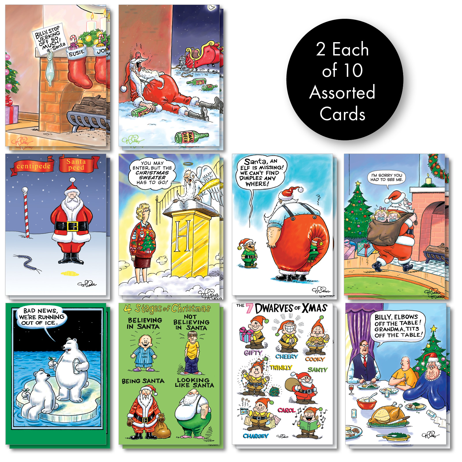 NobleWorks - NobleWorks - Assortment of 20 Boxed Christmas Cards with Envelopes (10 Designs, 2 Each) (Greeting Card)