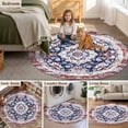 thumbnail image 5 of Round Rugs 4Ft, Red Blue Boho Vintage Round Area Rug Washable Indoor Throw Carpet, Ethnic Geometric Southwestern Soft Non Slip Circle Rug for Kitchen Nursery Room Home Decor Aesthetic, 5 of 8