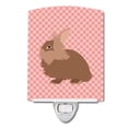 thumbnail image 1 of Carolines Treasures BB7960CNL Lionhead Rabbit Pink Check Ceramic Night Light, 1 of 1
