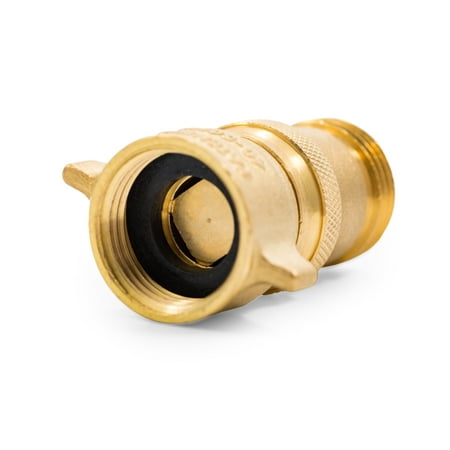 Camco RV Brass Inline Water Pressure Regulator- Helps Protect RV Plumbing and Hoses from High-Pressure City Water, Lead Free (Best Way To Keep Rv Water Hose From Freezing)