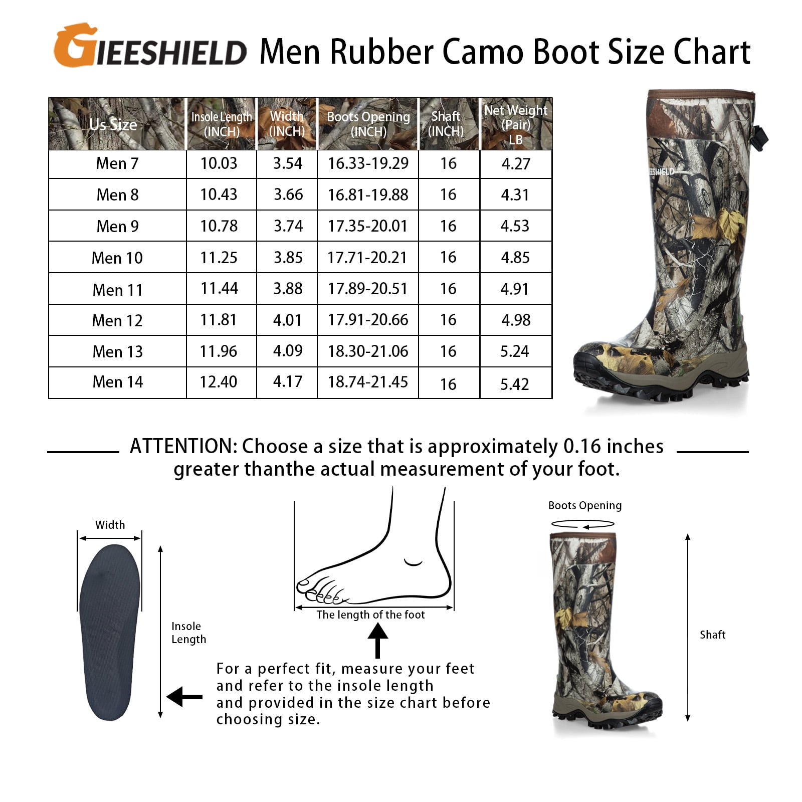 GIEESHIELD Rubber Boots for Men & Women – Ultra-Light Waterproof 6mm Neoprene Insulated Boots with Anti-Slip Sole, Warm Hunting & Rain Boots for Farming, Snow, Mud(Black, Next Camo G2)