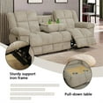 thumbnail image 3 of Aukfa 3-Piece Recliner Sofa Set - 89" 3 Seat Recliner w/ Flip Backrest Cupholder, Home Theater Seating, Beige, 3 of 9