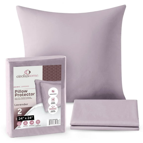 CIRCLESHOME Throw Pillow Protectors - 100% Cotton Breathable Pillowcases - 24 X 24 Square Pillowcases - Protects Pillows from Dirt, Dust and Debris (Square Pillow - 2 Pack- 24x24)