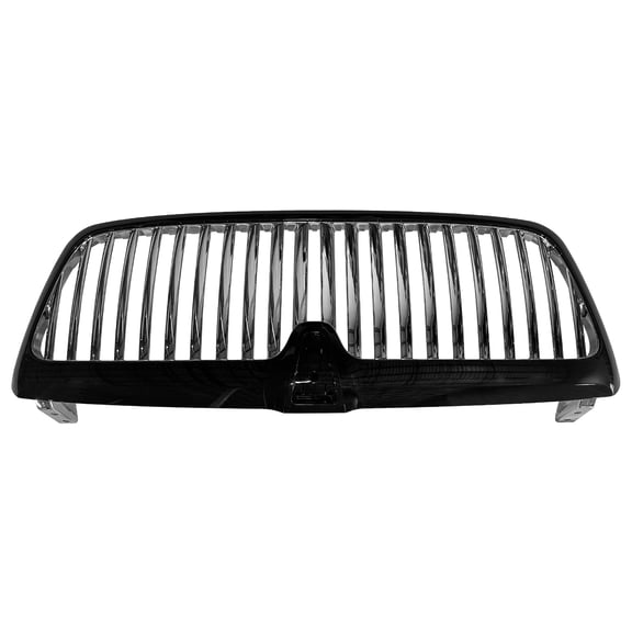 Ikon Motorsports Front Bumper Hood Upper Grille Grill Replacement For 2003-2006 Lincoln Navigator, OE Style Black Frame & Chrome Bar ABS 4L7Z8200BAA