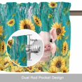 thumbnail image 6 of Sunflowers Pig Valance Curtain for Windows Vintage Country Pig Floral Green Wood Grain Rod Pocket Curtain Valances Short Window Treatments Panels for Kitchen Bathroom Laundry Basement 60 x 18 Inch, 6 of 9