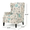 thumbnail image 3 of Noble House Allan Standard Fabric Wingback Pushback Recliner, Light Beige, 3 of 10