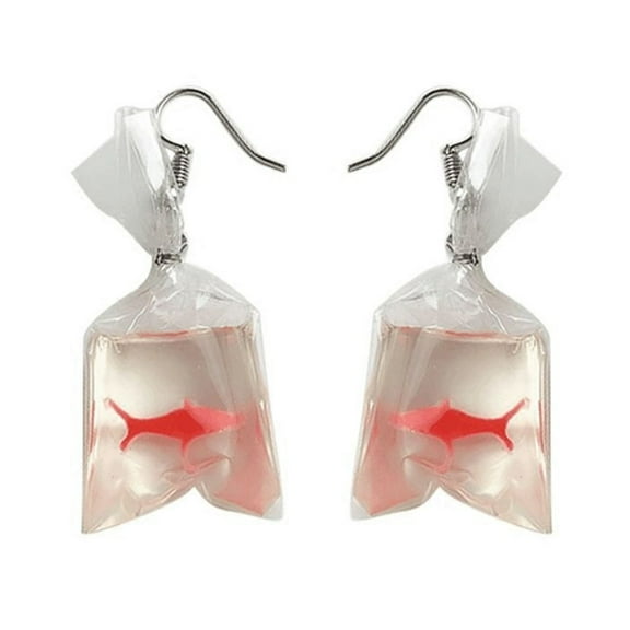 tasrioml Funny Goldfish Water Bag Shape Dangle Hook Earrings Charm Women Jewelry Gift