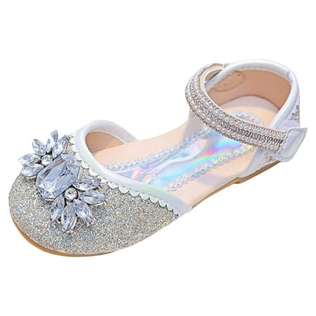 

Akiihool Girls Soft Sandals Princess Mary Jane School Uniform Dress Shoes in Performance White 36