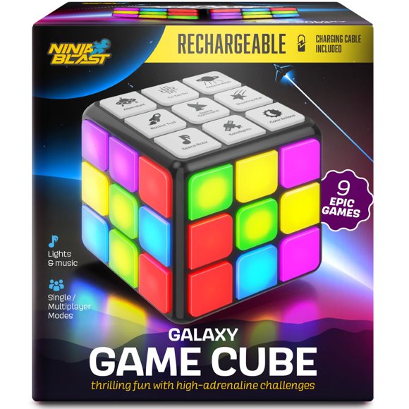 Rechargeable Game Activity Cube - Toys for Boys and Girls - 9 Fun Brain & Memory Games - Birthday Gifts for Age 6, 7, 8, 9, 10, 11, 12 Year