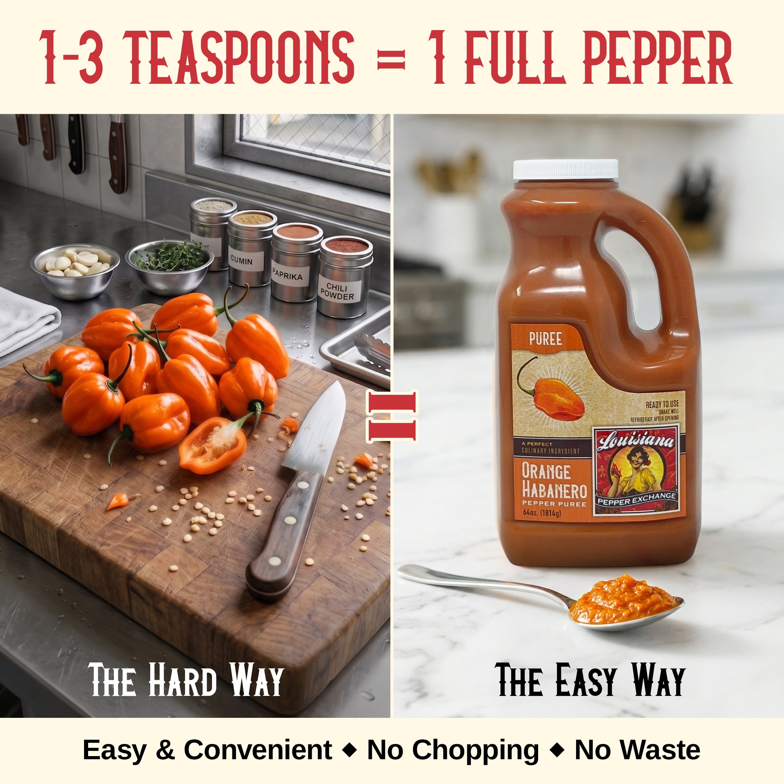 Louisiana Pepper Exchange 64oz Orange Habanero Pepper Puree Sauce
