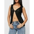 thumbnail image 2 of Biezeib Women Lace Tank Tops Casual Summer Sheer One Button V-Neck Basic Vest Sleeveless Shirt Aesthetic Clothes for Streetwear, 2 of 6