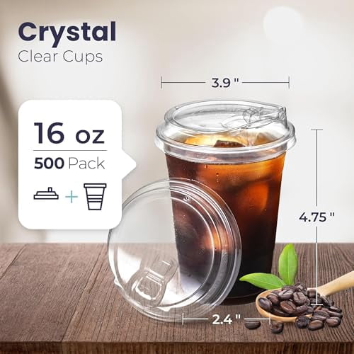 Fit Meal Prep 16 Oz Clear Disposable Plastic Cups with Strawless Lids - 500  Pack - Walmart.com