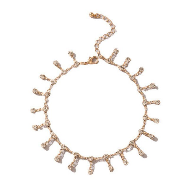 1 Uds. (oro) tobillera Bohemia con colgantes de cristal, tobillera con cuentas, tobillera con flecos de diamantes de imitación, tobillera dorada con joyería de borla Sailing Electrónica