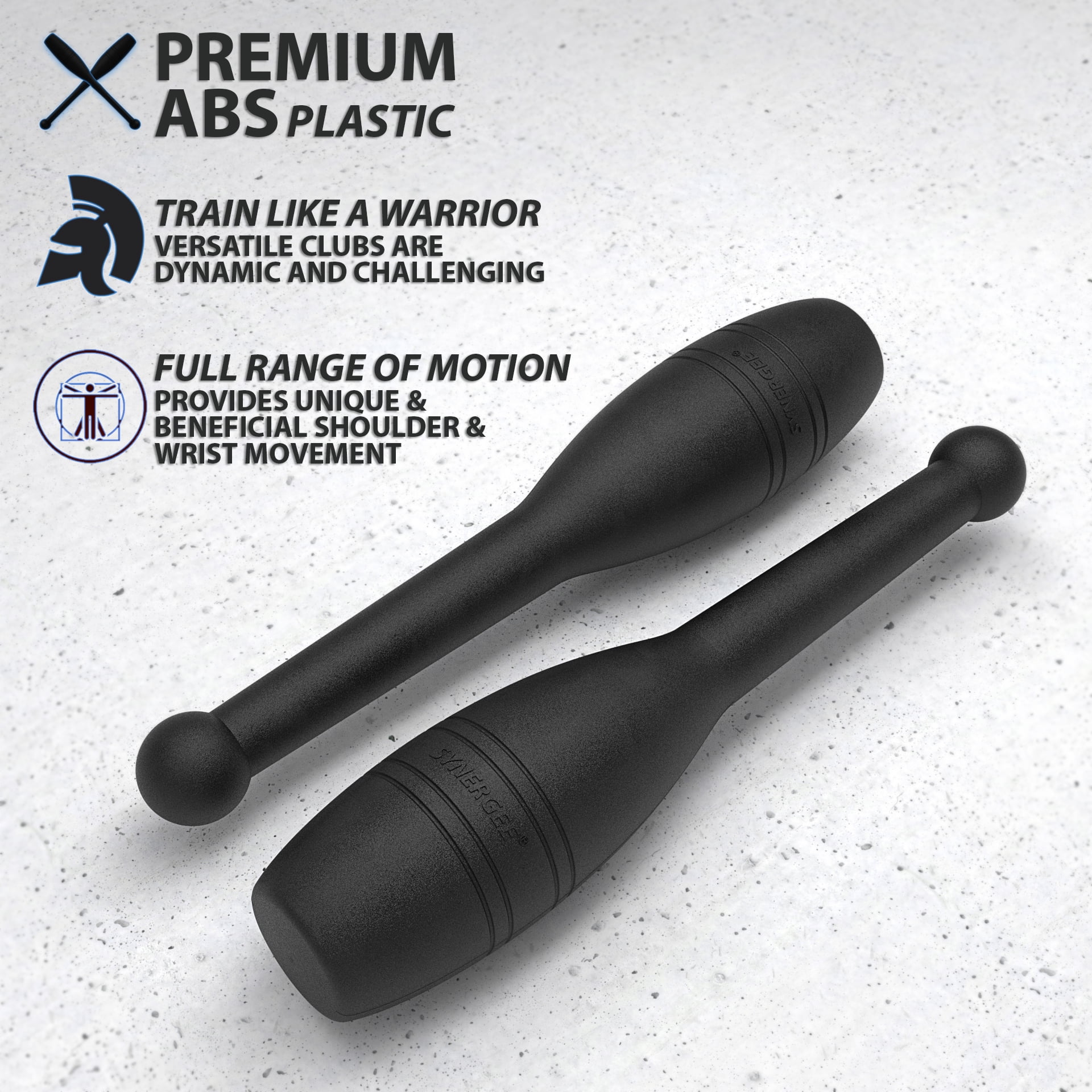 Synergee 2 LB Indian Club - Pair of Power Clubs - Exercise Weight Club Bells - Grip and Forearm Strength Trainer