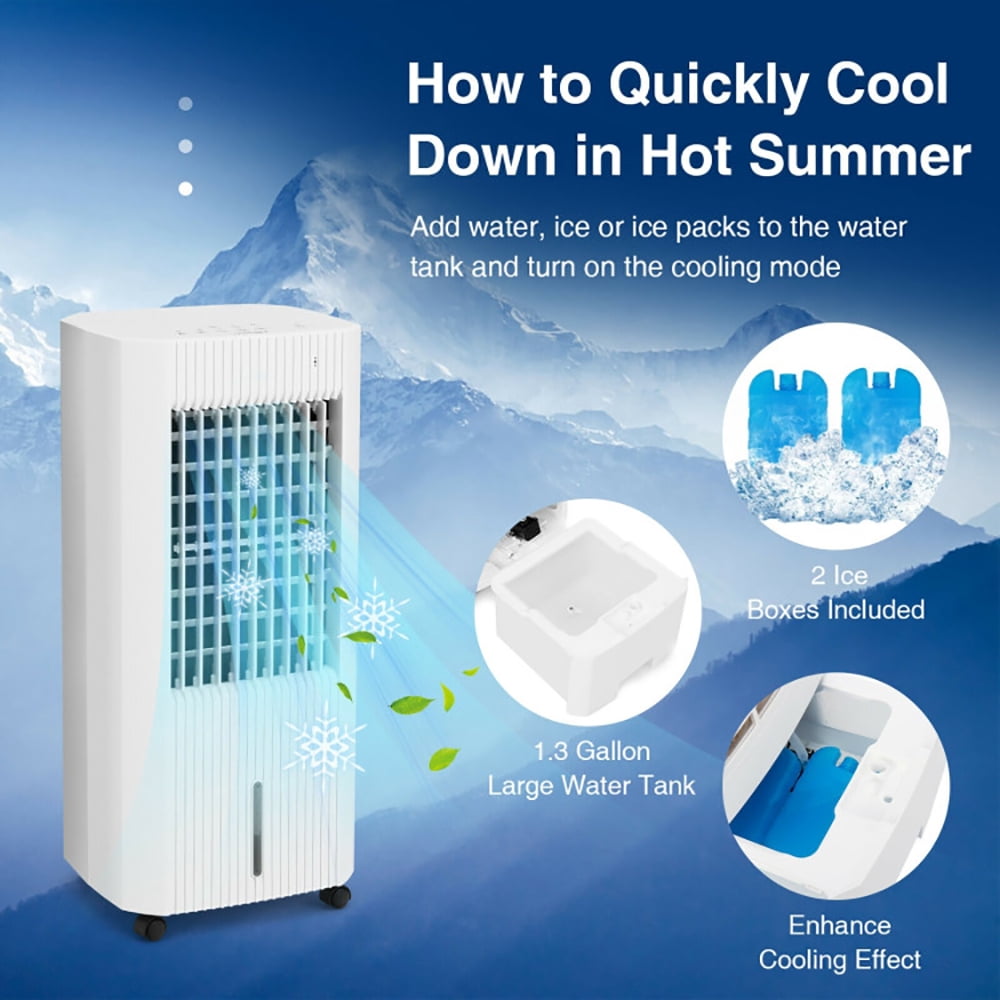 Spaco 3-in-1 Evaporative Air Cooler with 3 Modes-White, Air Conditioners, Mist Cooling Fan, Portable Ac Units for Rooms, Bedroom, Office, RV and Camping