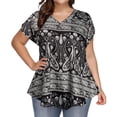 thumbnail image 1 of Pntutb moda mujer casual cuello en V blusa de impresión sólida camiseta de manga corta tops de verano Pntutb Pntutb-2744, 1 of 9