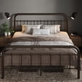thumbnail image 2 of Allewie Queen Size Metal Platform Bed Frame with Victorian Style Wrought Iron-Art Headboard/Footboard, Antique Gold, 2 of 6