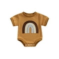 thumbnail image 1 of Bagilaanoe Newborn Baby Girl Boy Rompers Rainbow Print Short Sleeve Bodysuits 3M 6M 12M 18M Infant Casual One Piece Short Jumpsuit, 1 of 9