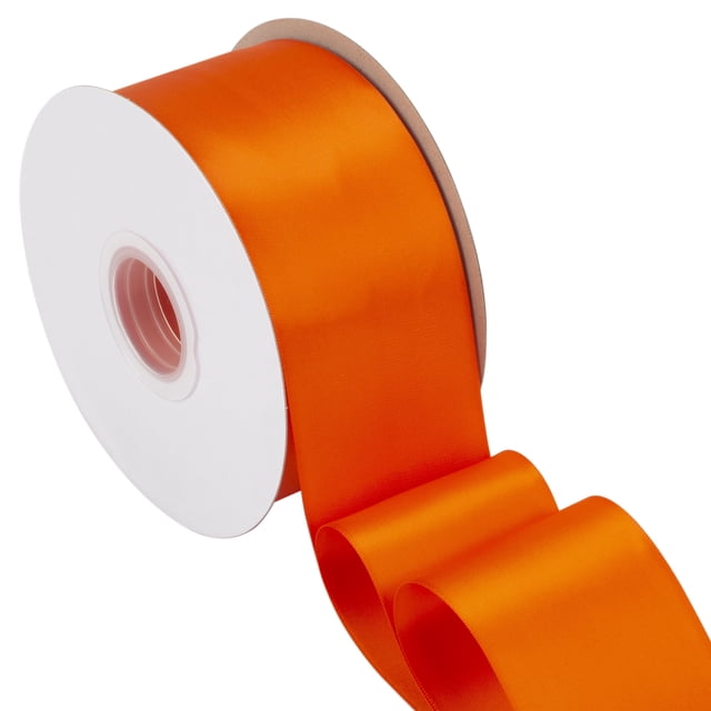 Joycrosso Torrid Orange Ribbon 2 1/2 Inch Wide Thick Fabric Ribbon, 50 Yards Double Faced Satin for Gift Wrapping Floral Bouquets Wedding Party Decoration