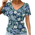 thumbnail image 1 of Weiqiqre Hauts de Printemps pour Femmes Chemises à Manches Courtes Blouse Col en V Froncée Tunique Basique Décontractée, 1 of 6