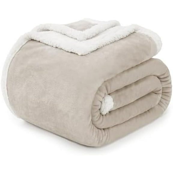 Sherpa Beige Cream Fleece Throw Blankets, Soft Fluffy Flannel Plush Blanket and Throw, Fuzzy Cozy Cuddle Blankets for Couch Bed Sofa Adults (50" x 60")