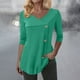 thumbnail image 2 of Sudaderas con capucha bonitas,Blusa tipo túnica con cuello en V para mujer, manga larga, estampado geométrico, informal, de poliéster, con botones delanteros, para el hogar o la oficina, sopatenor, 2 of 8