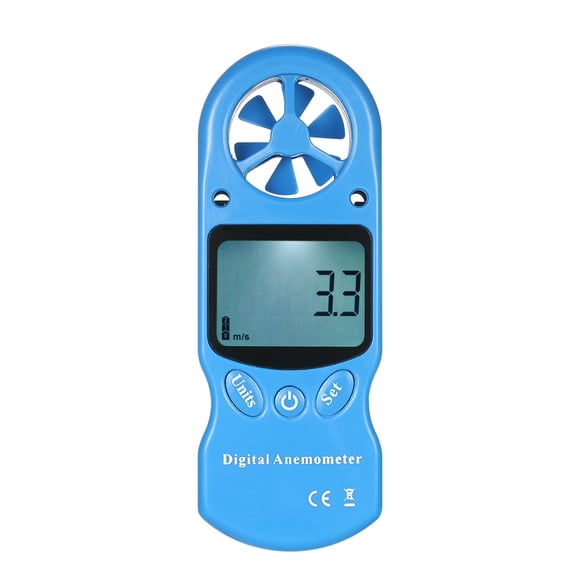 Amdohai Anémomètre Numérique Portatif 8 en 1 Vitesse du Vent/température/humidité/refroidissement Éolien/indice de Chaleur/point de Rosée/pression Barométrique/altitude avec Rétroéclairage LCD--Bleu