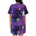 thumbnail image 3 of Bixox Women's Astronaut Printed Pajama Set 2 Piece Lounge Set Top and Shorts Soft Pajamas, Shorts with Pockets, 3 of 7