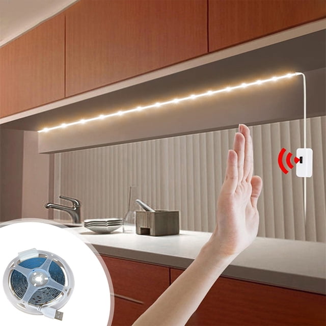 Motion Sensor LED Strip, USB Powered Closet Light, Automatic On/Off Under Cabinet Lighting, Stair Step Light, Pantry Cupboard Bedroom Locker Light