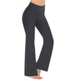 thumbnail image 2 of Sunnin Solid Color Fleece Lined Pants High Waist Yoga Workout Stretch Flare Leg Winter Wear, 2 of 6