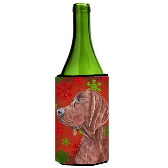 Redbone Coonhound Red Snowflakes Holiday Wine bottle sleeve Hugger  24 Oz.