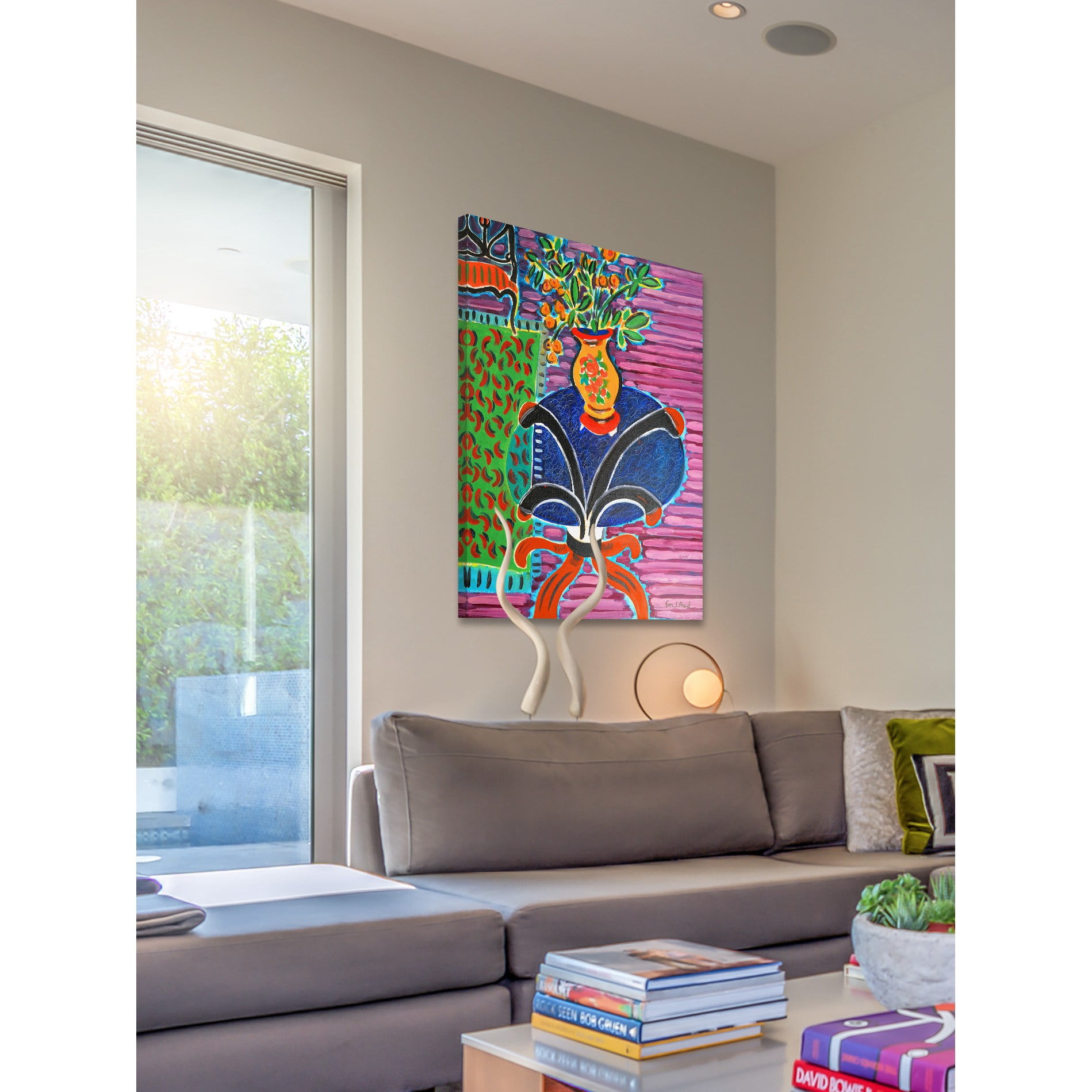 Marmont Hill "Bouquet on Glass Table" by Wayne Ensrud Painting Print on Canvas