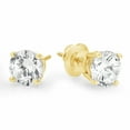 thumbnail image 2 of 14k Gold Plated Screw Back Round Cut Diamond Stud Earrings, 2 of 2