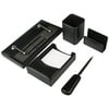 JAM Paper Leather Desktop Organizer Set Black 5/Pack 0334549B
