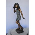thumbnail image 4 of Nifao Standing Girl Listening to a Shell Bronze Statue – Home Office Decor Sculpture, 16"L x 12"W x 37"H, 4 of 10