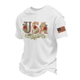 thumbnail image 2 of Hogleaql Men's American Flag Shirt Round Neck 4th Of July Patriotic Tee Top Short Sleeve Independence Day USA Graphic Men's Dressy T Shirt White 3XL, 2 of 4