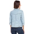 thumbnail image 4 of Women's Classic Denim Jacket– Button-Up, Long Sleeve, Casual Jean Coat with Chest Pockets Sky Blue L, 4 of 6