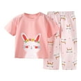 thumbnail image 2 of Spazoro Toddler Girls Pajamas Sets, 2-Pieces Cotton Summer Graphic Print Short Sleeve Shirt and Shorts Sets Pink Size 2 T, 2 of 3