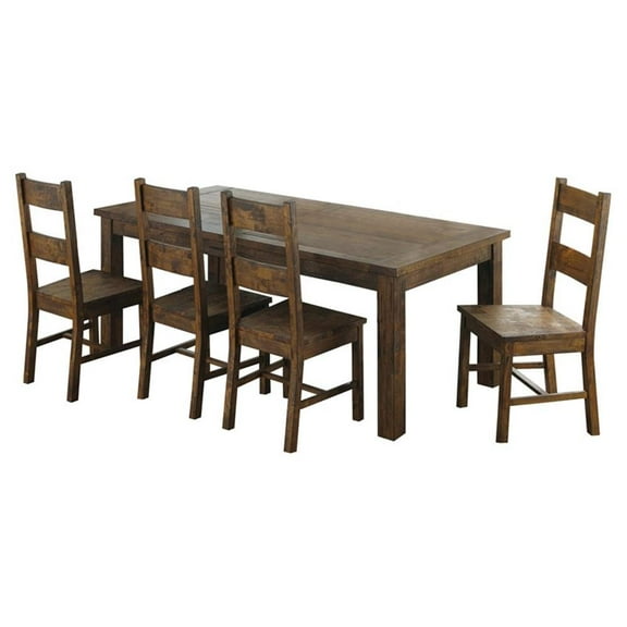 Pemberly Row 5-piece Wood Dining Room Set Rustic Golden Brown