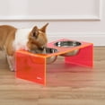 thumbnail image 7 of THE LICKER STORE Keaton 7.5" Medium/Large Modern Acrylic Rectangular Elevated Pet Feeder with 54oz 2-Stainless Steel Bowls, Pink/Chrome, DBL2001E, 7 of 7